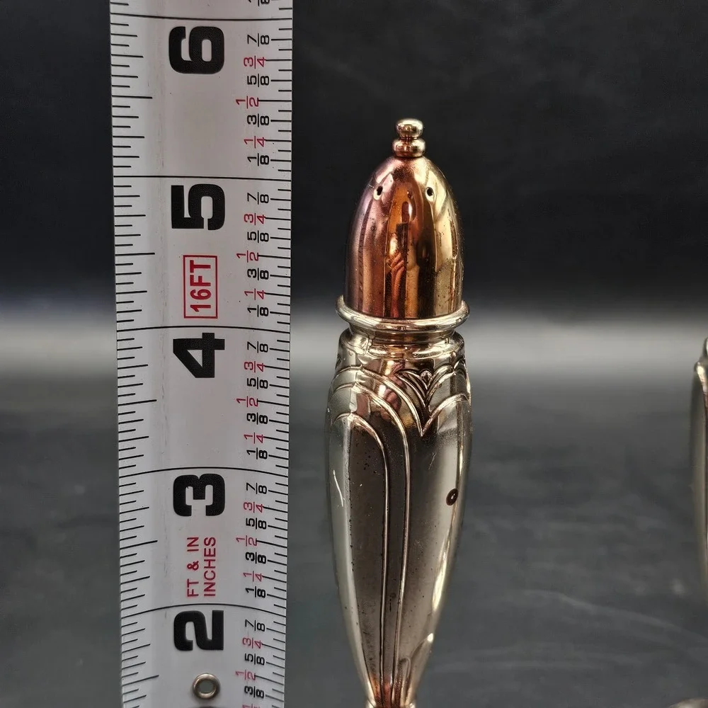 Oneida Salt Pepper Shakers Stamped Weighted 5.5in